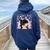 Japanese Anime Girl Manga Otaku Cherry Blossom Women Oversized Hoodie Back Print Navy Blue