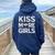 Kiss More Girls Lesbian Pride Lgbtq Pride Month Queer Women Oversized Hoodie Back Print Navy Blue