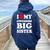 I Love My Awesome Big Sister Women Oversized Hoodie Back Print Navy Blue