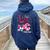 Love Cna Life Messy Bun Valentine's Day Women Oversized Hoodie Back Print Navy Blue