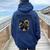 May Is Melanoma Awareness Month Sunflower Black Ribbon Women Oversized Hoodie Back Print Navy Blue