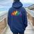 Retro Lgbt Rainbow Denver Skyline Lesbian Gay Pride Women Oversized Hoodie Back Print Navy Blue