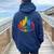 Retro Pittsburgh Skyline Rainbow Lgbt Lesbian Gay Pride Women Oversized Hoodie Back Print Navy Blue