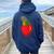 Senegal African Parrot Heart Pocket Women Oversized Hoodie Back Print Navy Blue