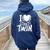 Twins Twin Brother Sister I Love My Twin Women Oversized Hoodie Back Print Navy Blue