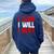 I Can I Will I Must Success Motivational Workout Men Women Oversized Hoodie Back Print Navy Blue