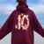 10Th Birthday Girl Cute Cat Outfit 10 Years Old Bday Party Women Oversized Hoodie Back Print Maroon