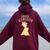 Big Sister Giraffe Become Sister Women Oversized Hoodie Back Print Maroon