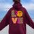 Cute Love Basketball Leopard Print Girls Basketball Women Oversized Hoodie Back Print Maroon