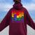 Electrician Rainbow Lgbtq Gay Pride Lesbian Retro Groovy Women Oversized Hoodie Back Print Maroon