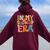 In My Glow Up Era Retro Groovy Women Oversized Hoodie Back Print Maroon