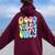 Good Vibes Only Tie Dye Groovy Retro 60S 70S Peace Love Women Oversized Hoodie Back Print Maroon