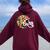 Hawaiian Flower T Football Helmet Women Oversized Hoodie Back Print Maroon