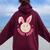 Hunny Bunny Retro Groovy Easter Leopard Smile Face Rabbit Women Oversized Hoodie Back Print Maroon