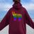 Lgbt Gay Pride Rainbow Flag Nature Forest Tree Wolf Women Oversized Hoodie Back Print Maroon