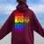 Lgbtq Rainbow Flag Tribal Wolf Pride Month Equal Women Oversized Hoodie Back Print Maroon