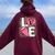 Love Cheer Cheerleader Cheerleading Outfit Girls Women Oversized Hoodie Back Print Maroon