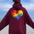 Rainbow Heart Lgbtq Flag Gay Pride Parade Love Is Love Wins Women Oversized Hoodie Back Print Maroon