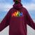 Retro Lgbt Rainbow Denver Skyline Lesbian Gay Pride Women Oversized Hoodie Back Print Maroon