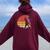 Retro Mountain Climber Vintage T-Rex Rock Climbing Women Oversized Hoodie Back Print Maroon