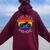 Ride With Pride Gay Bikers Lgbt Month Vintage Retro Rainbow Women Oversized Hoodie Back Print Maroon