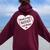 That’S My Brother Out There Baseball Sister Distressed Heart Women Oversized Hoodie Back Print Maroon