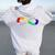 Actually Autistic Rainbow Infinity Neurodiversity Pride Women Oversized Hoodie Back Print White