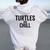 Turtles And Chill Sea Turtle Lover Meme Reptile Women Oversized Hoodie Back Print White