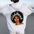 Unbothered African American Black Girl Afro Queen Women Oversized Hoodie Back Print White