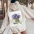 Flowers Lilac Floral Bouquet Essence Of Life Colored Vintage Women Oversized Hoodie Back Print Sand