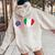 Italy Usa Flag T Heart Italian American Love Women Oversized Hoodie Back Print Sand
