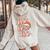 Retro Christmas Disco Ball Groovy Ho Ho Ho Santa Hat Xmas Women Oversized Hoodie Back Print Sand