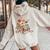 Retro Groovy He Is Risen Floral Jesus Easter Day Christians Women Oversized Hoodie Back Print Sand