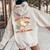 Retro Take A Look It's In A Book Rainbow Book Lover Teacher Women Oversized Hoodie Back Print Sand