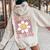 Three Is A Vibe Cute Groovy 3Rd Birthday Party Daisy Flower Women Oversized Hoodie Back Print Sand