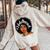 Unbothered African American Black Girl Afro Queen Women Oversized Hoodie Back Print Sand