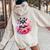 Watercolor Cute Miniature Schnauzer Dog Mom Pink Flowers Women Oversized Hoodie Back Print Sand