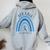 Blue Apraxia Rainbow Ribbon Awareness Women Oversized Hoodie Back Print Sport Grey