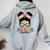 Cute 100Th Day Of School Girls Messy Bun 100 Days Smarter Women Oversized Hoodie Back Print Sport Grey