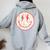 Happy Face Floral Preppy Aesthetic Smile Face Women Oversized Hoodie Back Print Sport Grey