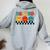 Be Kind Retro Groovy Checkered Inspirational Women Oversized Hoodie Back Print Sport Grey