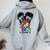 Little Miss Pre-K Grad Graduation Messy Bun Black Girls Women Oversized Hoodie Back Print Sport Grey