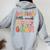 Retro Helping Little Minds Grow Flowers Kindergarten Teacher Women Oversized Hoodie Back Print Sport Grey