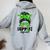 Support Squad Messy Bun Green Ribbon Mental Health Awareness Women Oversized Hoodie Back Print Sport Grey