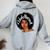 Unbothered African American Black Girl Afro Queen Women Oversized Hoodie Back Print Sport Grey