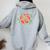 Vintage Tattoo Rose Flower Youth Women Oversized Hoodie Back Print Sport Grey