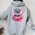 Watercolor Cute Miniature Schnauzer Dog Mom Pink Flowers Women Oversized Hoodie Back Print Sport Grey