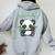 Youth Panda 8Th Birthday T Girls Birthday Outfit Age 8 Women Oversized Hoodie Back Print Sport Grey