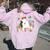 Calico Cat With Pot Plants Cat Lover For Mom Women Women Oversized Hoodie Back Print Light Pink