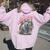 I Choose The Bear Motivational Team Bear Woods Girls Floral Women Oversized Hoodie Back Print Light Pink